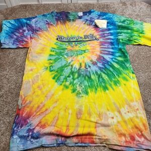 Wisconsin Dells Tie Dye Shirt Mens Large Sherry Resortwear Heavy Cotton Graphic